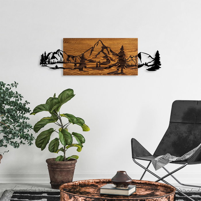 Wallity Mountain Range Escultura de Pared en Nogal y Negro Wallity Mountain Range Escultura de Pared en Nogal y Negro